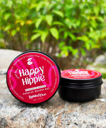 Happy Hippie natural deodorant on rocks