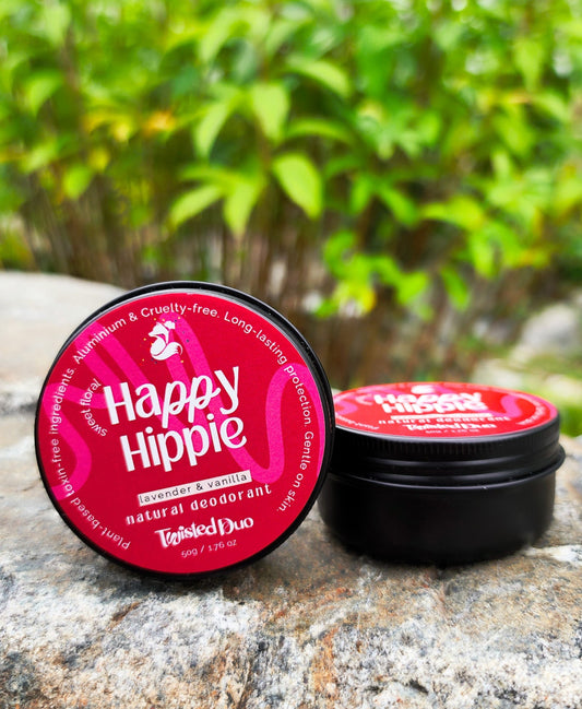 Happy Hippie natural deodorant on rocks