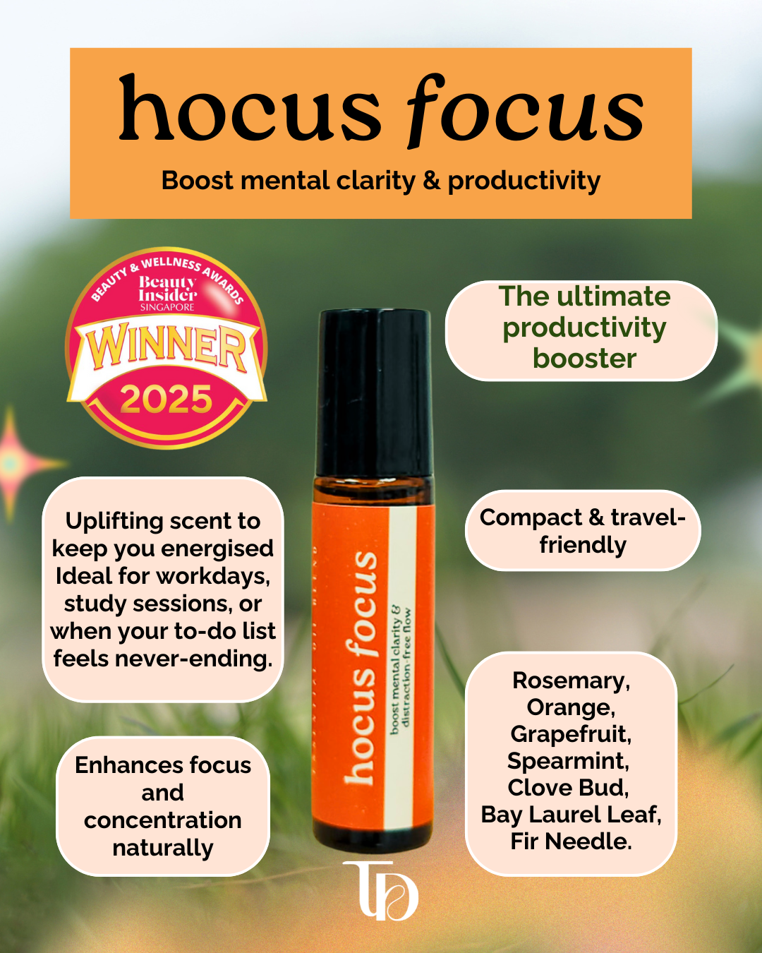 Focus Aromatherapy Roller Blend | Concentration Essential Oil